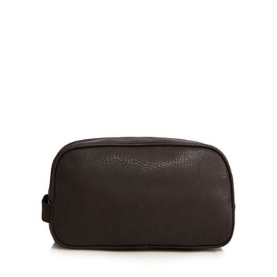 Brown zip around wash bag